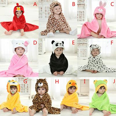 Toddler's Hooded Flannel Blanket Cute Animal Style Robe 