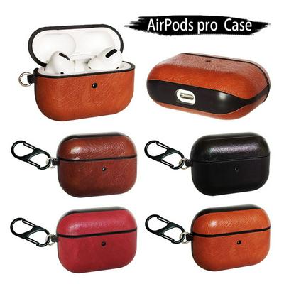 Genuine Leather Airpods Pro 3 Case Keychain AirPod Earbud Charging Bluetooth Earphone Protective Cover Case 