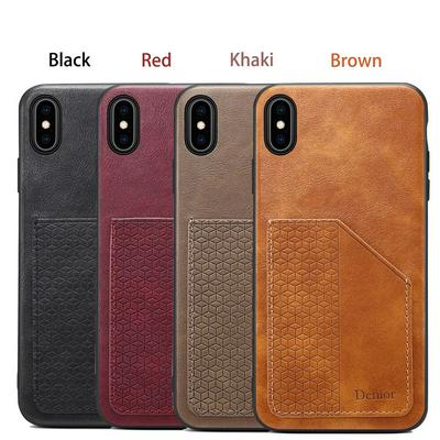 Card Holder Phone Case for iPhone Xs Max, Leather-coated Hard Phone Cover