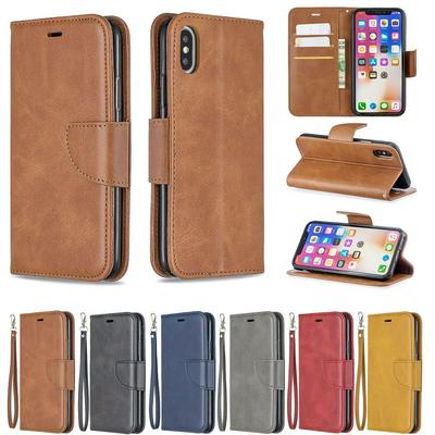 Sheep Skin Shockproof PU Leather + Soft TPU with Card Slots Stand Wallet Protective Case for iPhone X / XS