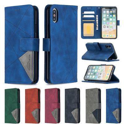 Hijab Rhombus Pattern BF05 Scratch Resistant PU Leather Phone Protective Case with Stand &Card Slots for iPhone X / XS