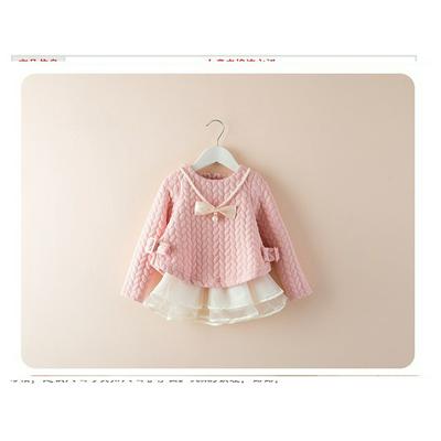 90-120cm Leaf Pattern Girls Spring Autumn Pearl Bow-Knot Back Buttons Air Cotton Long Sleeves Princess Dress Children Wear 