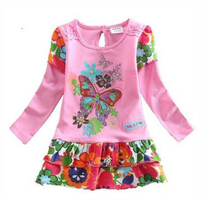 Kids Girls Long Sleeve Cotton Embroidered Butterfly Figure Dress European and American Style Girl Long Sleeve Cake Dress Children's Dress L191