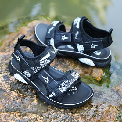 Baby's Sandals Touch Fastener Closure Rubber Sole Two Straps - Black