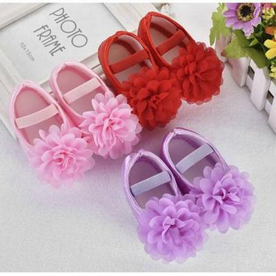Lovely 3D Flower Silk Upper Baby Newborn Toddler Girl Crib Shoes Pram Soft Sole Prewalker Anti-Slip Baby Shoes