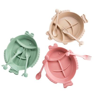 Creative Fish Shaped Non-Slip Eco-Friendly Partition Wheat Straw Baby Feeding Food Dish Plate Children Tableware Set