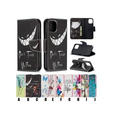 Feather Plum Giraffe Colored Painting Shockproof PU Leather + Soft TPU with Card Slots Stand Wallet Protective Case for  2019 5.8inch