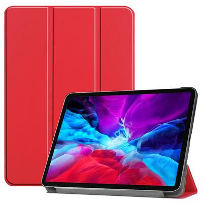 Solid Color Tri-Fold Folding Auto Sleep Wake Function Magnetically Wireless Charge Attached PU Leather with Stand Protective Case for iPad Pro 12.9 (2020)