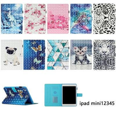 Painted Card Holder Anti-scratch Shockproof PU Leather Tablet Protective Cover with Stand for iPad Mini 1/2/3/4/5