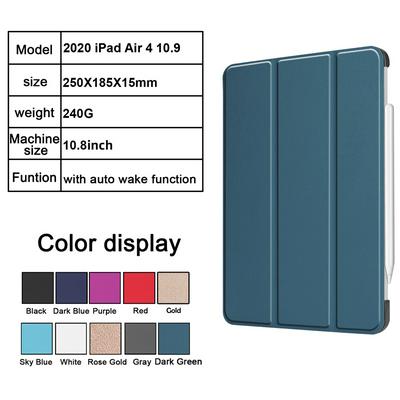 Tri-fold Caster Pattern Anti-fall Smart Auto Sleep/Wake PU Leather +TPU Tablet Protective Cover with Pen Slot for iPad Air 4 10.9(2020)