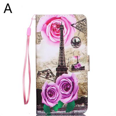 Cloth Texture Colored Painting Side Flip PU Leather + Soft TPU Magnetic Buckle with Wrist Strap Wallet Card Slots and Stand Case for iPhone Xs Max 6.5
