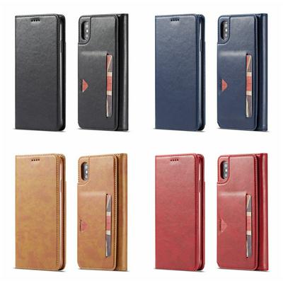 Solid Color Shockproof Side Flip PU Leather + Soft TPU Card Slots and Stand Wallet Case for iPhone Xs Max 6.5