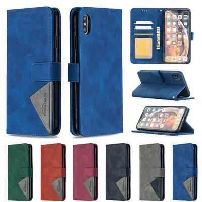 Hijab Rhombus Pattern BF05 Scratch Resistant PU Leather Phone Protective Case with Stand &Card Slots for iPhone Xs Max 6.5