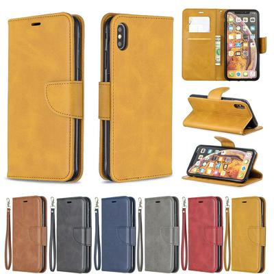 Sheep Skin Shockproof PU Leather + Soft TPU with Card Slots Stand Wallet Protective Case for iPhone Xs Max 6.5 