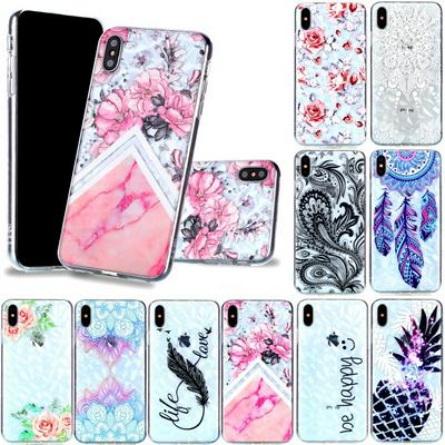 3D Diamond Surface Shockproof Anti-Scratch Soft TPU Back Cover Case for iPhone X / XS
