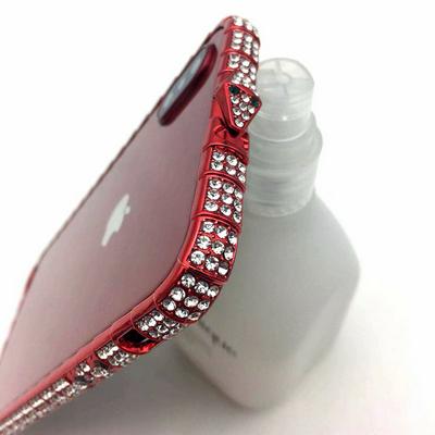 Diamond Studded Metal Frame Glitter Power PC Front + Back Cover Protective Case for iPhone X / XS