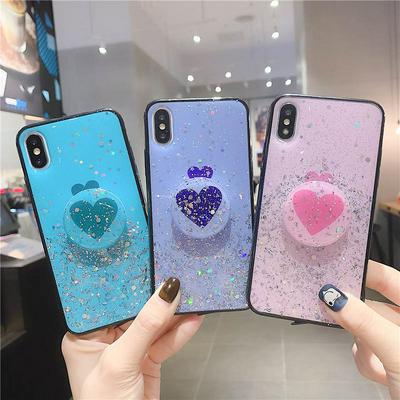 Wallet Phone Case for iPhone X / XS, Shockproof Soft TPU Phone Cover with Love Epoxy Bracket 
