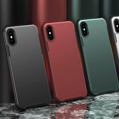 2 in 1 Detachable Solid Color Frosted Anti-Fingerprint Hard PC Back + Soft TPU Frame Back Cover Case for iPhone X / XS 