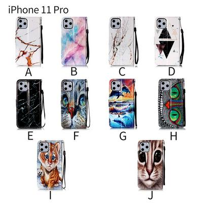 Colored Cat Tiger Owl Dolphin Pattern PU Leather + Soft TPU Card Slots with Stand Wallet Protective Case for Apple iPhone 11 Pro(5.8)