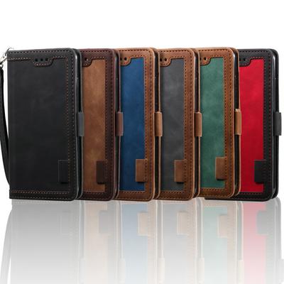 Retro Stitching Color Wrist Strap Style Side Flip Anti-Drop PU Leather + Soft TPU Picture Frame Card Slots with Magnetic Buckle and Stand Wallet Case for iPhone 7 Plus / 8 Plus