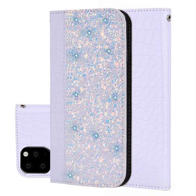 Crocodile Pattern Diamond Studded PU Leather + Soft TPU with Stand and Card Holder Protective Cover Case for iPhone XR 6.1
