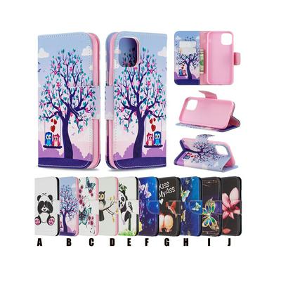 6th Colored Painting Tree Orchid Panda PU Leather + Soft TPU with Card Slots Stand Wallet Protective Case for 2019 5.8inch