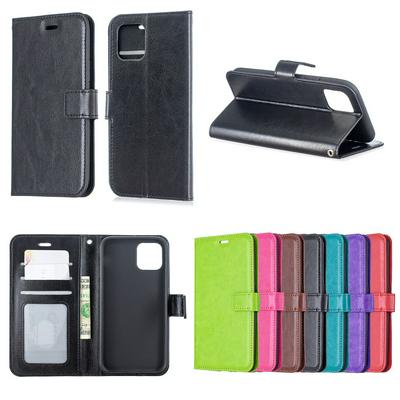 Crazy Horse Pattern PU Leather + TPU with Card Slots Wallet and Stand Support Cover Case for Apple iPhone 11 Pro(5.8) 