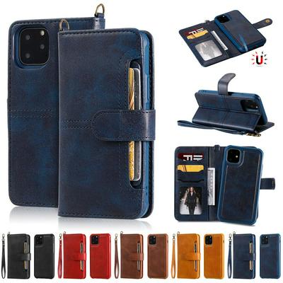 2 in 1 Leather Wallet Case for iPhone 11 Pro, Magnetic Detachable Phone Cover with Hidden Stand