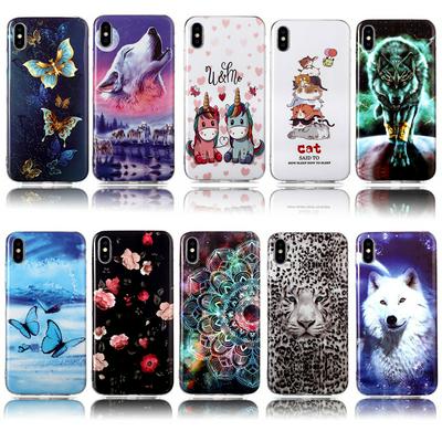 Luminous Colored Painting Shockproof Anti-Scratch Soft TPU Back Cover Case for iPhone Xs Max 6.5