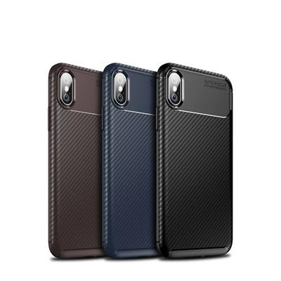 Beetle Carbon Fiber Texture Slightly Frosted Anti-Sweat Anti-Fingerprint Non-Slip Shockproof Heat Dissipation Soft TPU Back Cover Case for iPhone Xs Max 6.5