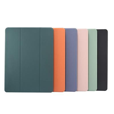 Solid Color Voltage Tri-Fold Side Flip Skin Feeling Shockproof PU Leather + Transparent Soft TPU with Stand and Pen Slot Wallet Protective Case for iPad 10.2 2019