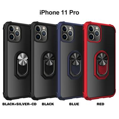 Transparent Hard PC + Soft TPU Hybrid with Ring Buckle Holder Back Cover Protective Case for Apple iPhone 11 Pro(5.8)