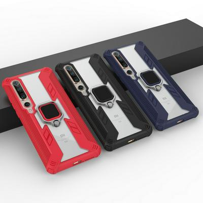 Predator Four-Corner Drop Protection Honeycomb Non-Slip with Magnetic Ring Bracket Hard PC Back + Soft TPU Bumper Back Cover Case for Xiaomi Mi 10