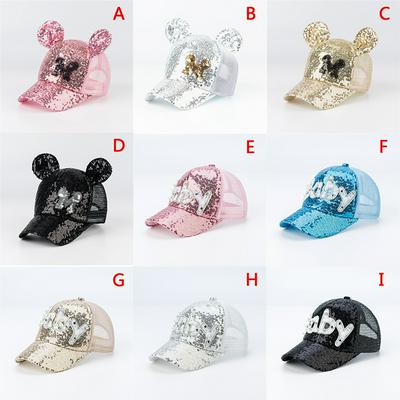 Funny Sequins Kids Mesh Snap-Back With Ears or No Ears Spring Summer Sunscreen Dome Hip Hop Baseball Cap