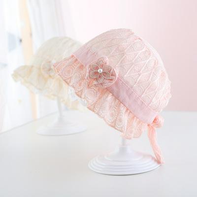 Hat Circumference 43-47cm Small Flower Lace Baby Girl Infant Outdoor Sunscreen Princess Fetal Cap
