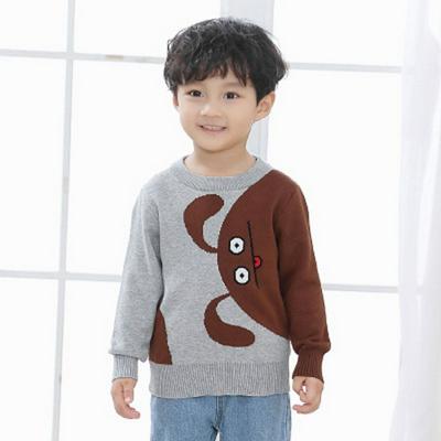 90-140cm Cartoon Abstract Mobs Pattern Children Boy Winter Autumn Double Layer Warm Keeping Long Sleeves Knitted Sweater Children Wear