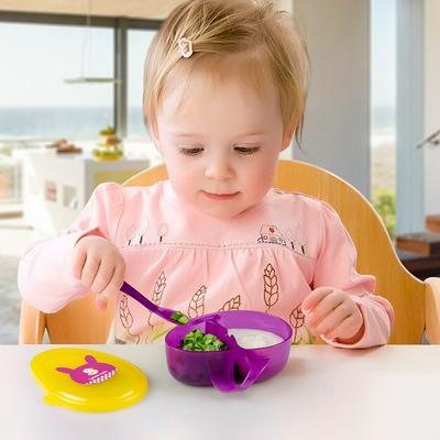 Lovely Cartoon Portable Anti-Drop Partition Baby Food Storage Containers Food Bowl Children Dinner Lunch Box with Spoon