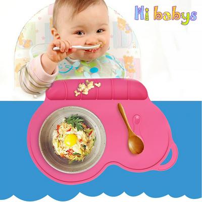 Creative Slip-Resistant Waterproof Portable Baby Kid Silicone Plate Sucker Snack Mat Food Pocket Child Dinner Plate Tableware Set