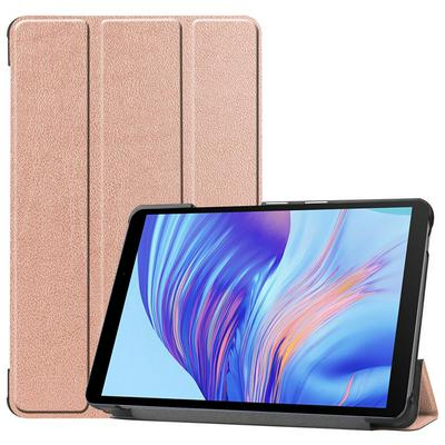 For Honor Tablet X7/Huawei MatePad T8 Tri-fold Caster Pattern Anti-fall Smart Auto Sleep PU Leather Tablet Protective Cover 