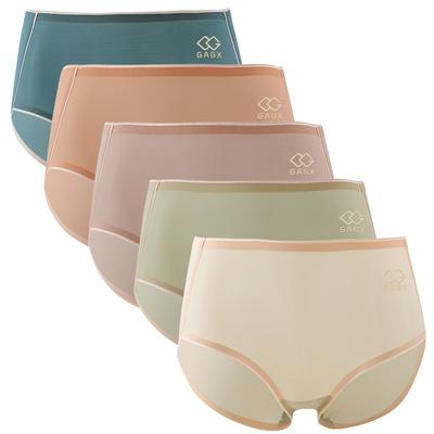 5Pcs Women's High Waist Ice Silk Panties Ultra-thin Seamless Breathable Brifes