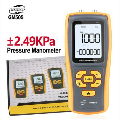 BENETECH GM505 Pressure Gauge Digital Manometer Pressure Meter Manometer Differential Pressure Gauge 2.49KPa Air Pressure Meter