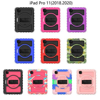 Shockproof Military Level 3-Layer Protection Screen Frame + Hard PC + Soft Silicone with Rotatable Kickstand Hand Strap and Detachable Shoulder Strap Back Cover Case for iPad Pro 11 (2018) / Pro 11 (2020)