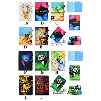 Colored Painting Side Flip Anti-Fall PU Leather + Soft TPU Card Slot Pen Slot with Magnetic Buckle and Stand Wallet Case for iPad Pro 11 (2020)