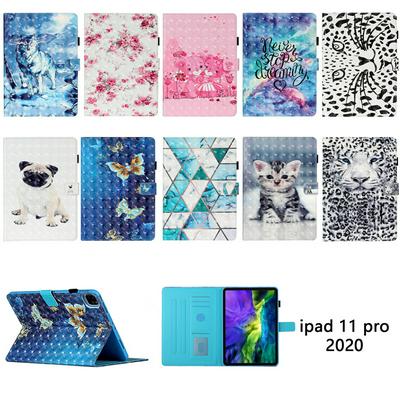 Painted Card Holder Anti-scratch Shockproof  PU Leather Tablet Protective Cover with Stand for iPad Pro 11(2020)