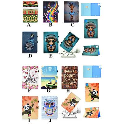 Colored Painting Side Flip Anti-Fall PU Leather + Soft TPU Card Slot Pen Slot with Magnetic Buckle and Stand Wallet Case for iPad Pro 11 (2020)