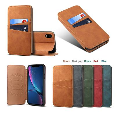 Ultrathin Business Luxury Shockproof PU Leather + Soft TPU with Outer Card Slots and Stand Cover Protective Case for iPhone XR 6.1