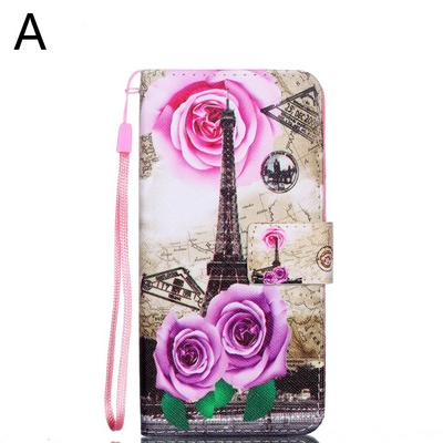 Cloth Texture Colored Painting Side Flip PU Leather + Soft TPU Magnetic Buckle with Wrist Strap Wallet Card Slots and Stand Case for iPhone XR 6.1