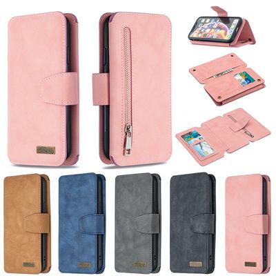 Frosted Zipper Wallet BF07 Type Scratch Resistant PU Leather Wallet Phone Case with Stand &Card Slots for iPhone XR 6.1
