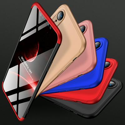 Three-Stage Style Shield Full Coverage Detachable Tempered Glass + Frosted Shockproof Hard PC Back Cover Case for iPhone XR 6.1