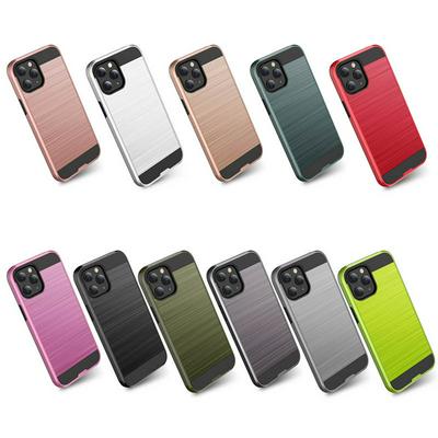Brushed 2 in 1 Detachable Shockproof Hard PC + Soft TPU Back Cover Protective Case for iPhone 12 (6.1)